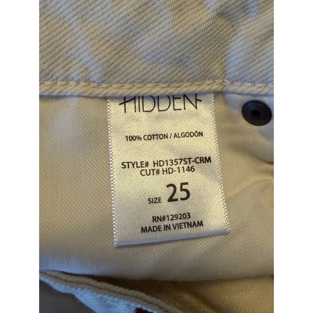 Hidden Jeans Los Angeles Cream Distressed Straight Leg Denim Size 25 - Picture 4 of 6